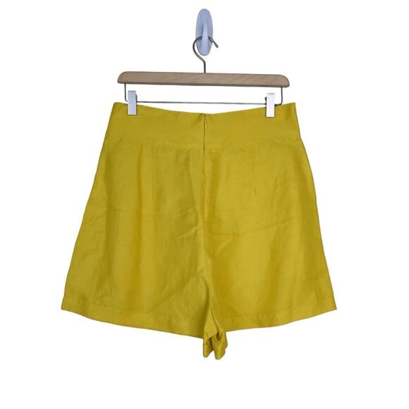 Joie Womens 10 Brenten Linen Blend Shorts in Sulphur Yellow NEW - Picture 2 of 9